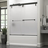 Lyndall 60 x 59-1/4 in. Frameless Mod Soft-Close Sliding Bathtub Door in Bronze with 3/8 in. (10mm) Clear Glass - Super Arbor