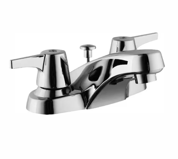 Aragon 4 in. Centerset 2-Handle Low-Arc Bathroom Faucet with Pop-Up Drain in Chrome