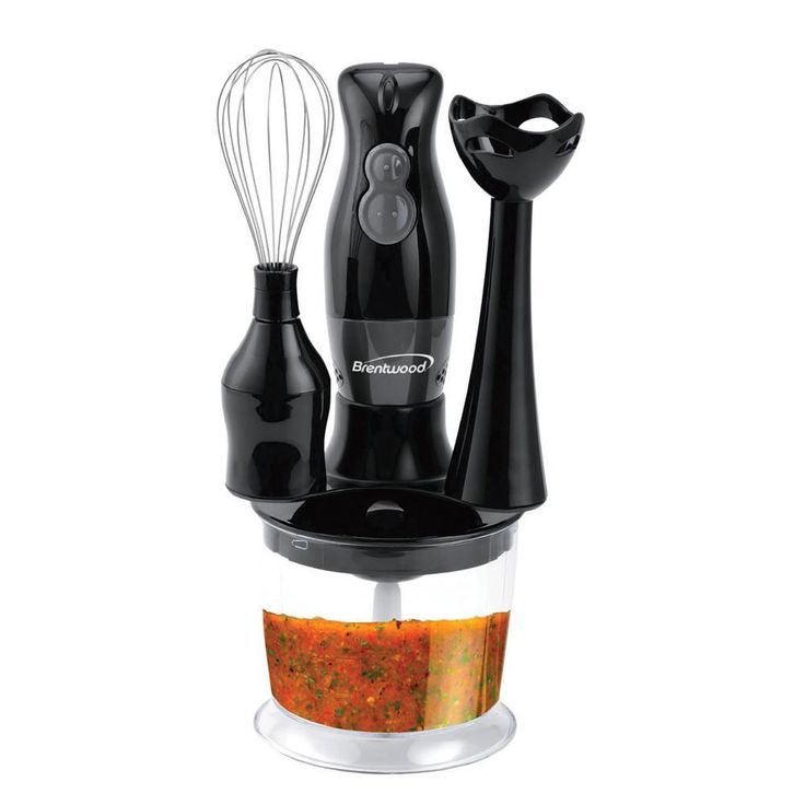 2-Speed Black Hand Mixer Blender and Food Processor with Balloon Whisk
