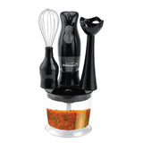 2-Speed Black Hand Mixer Blender and Food Processor with Balloon Whisk