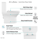 Carre 1-Piece 0.8/1.28 GPF Dual Flush Square Toilet in White, Seat Included - Super Arbor