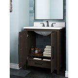 Leary 30 in. W x 34.5 in. H Bath Vanity in Dark Brown with Engineered Stone Vanity Top in White with White Basin - Super Arbor