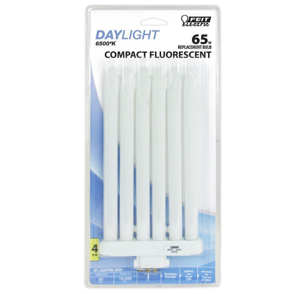 65-Watt Equivalent PL CFLNI Triple Tube 4-Pin Plug-in GX10 Base Daylight Compact Flurorescent CFL Light Bulb (6-Pack) - Super Arbor