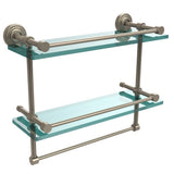 16 in. L  x 12 in. H  x 5 in. W 2-Tier Gallery Clear Glass Bathroom Shelf with Towel Bar in Satin Chrome - Super Arbor