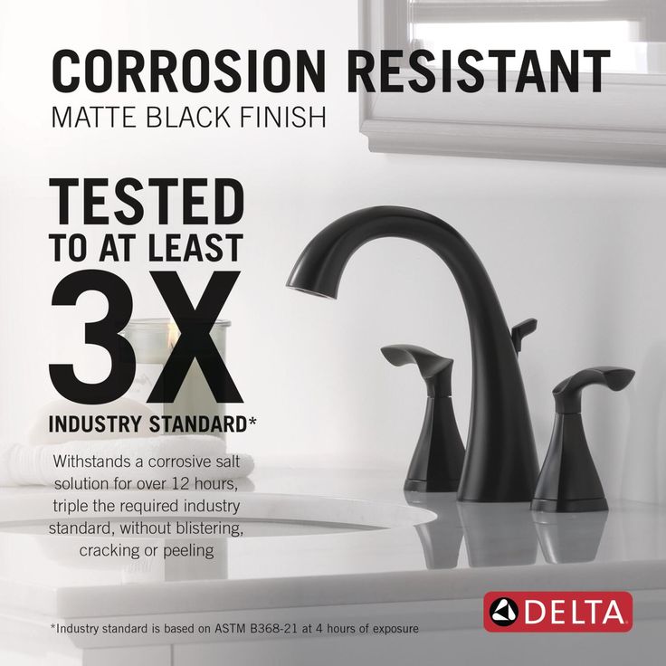 Delta Sandover Matte Black 2-handle Widespread WaterSense Bathroom Sink Faucet with Drain