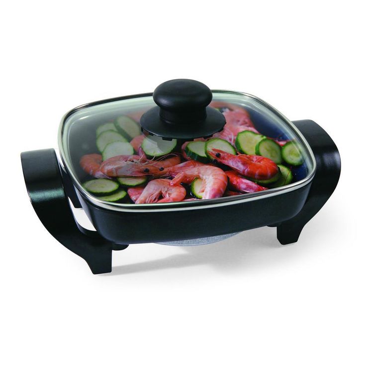 8 in. Black Non-Stick Electric Skillet with Heat Resistant Handles
