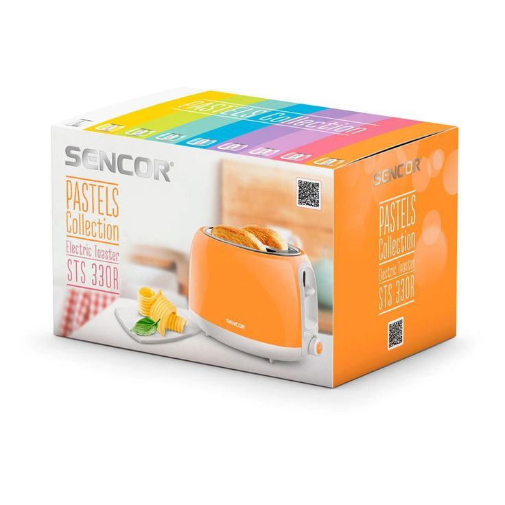 2-Slice Peach Orange Long Slot Toaster