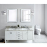 61 in. W x 22 in. D x .75 H Granite Double Basin Vanity Top in Glacier White with White Basins - Super Arbor