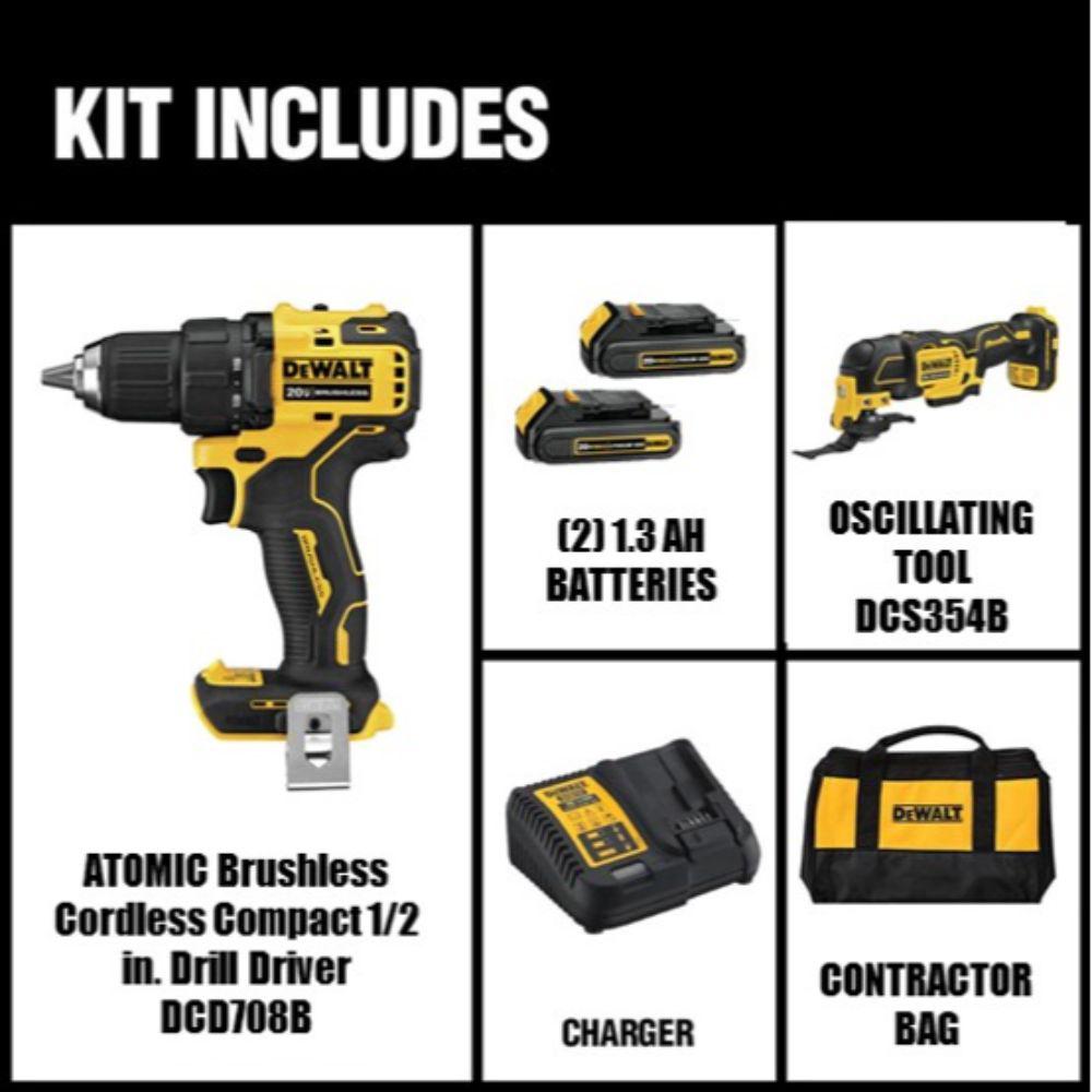 ATOMIC 20-Volt MAX Lithium-Ion Brushless Cordless Compact 1/2 in. Drill Driver with Bonus Oscillating Tool (Tool-Only) - Super Arbor