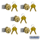 Standard Locks Replacement for Mailbox Doors - 5 Pack with 2 Keys Each