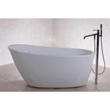 Fusion 59 in. Acrylic Front Drain Flatbottom Freestanding Bathtub in White - Super Arbor