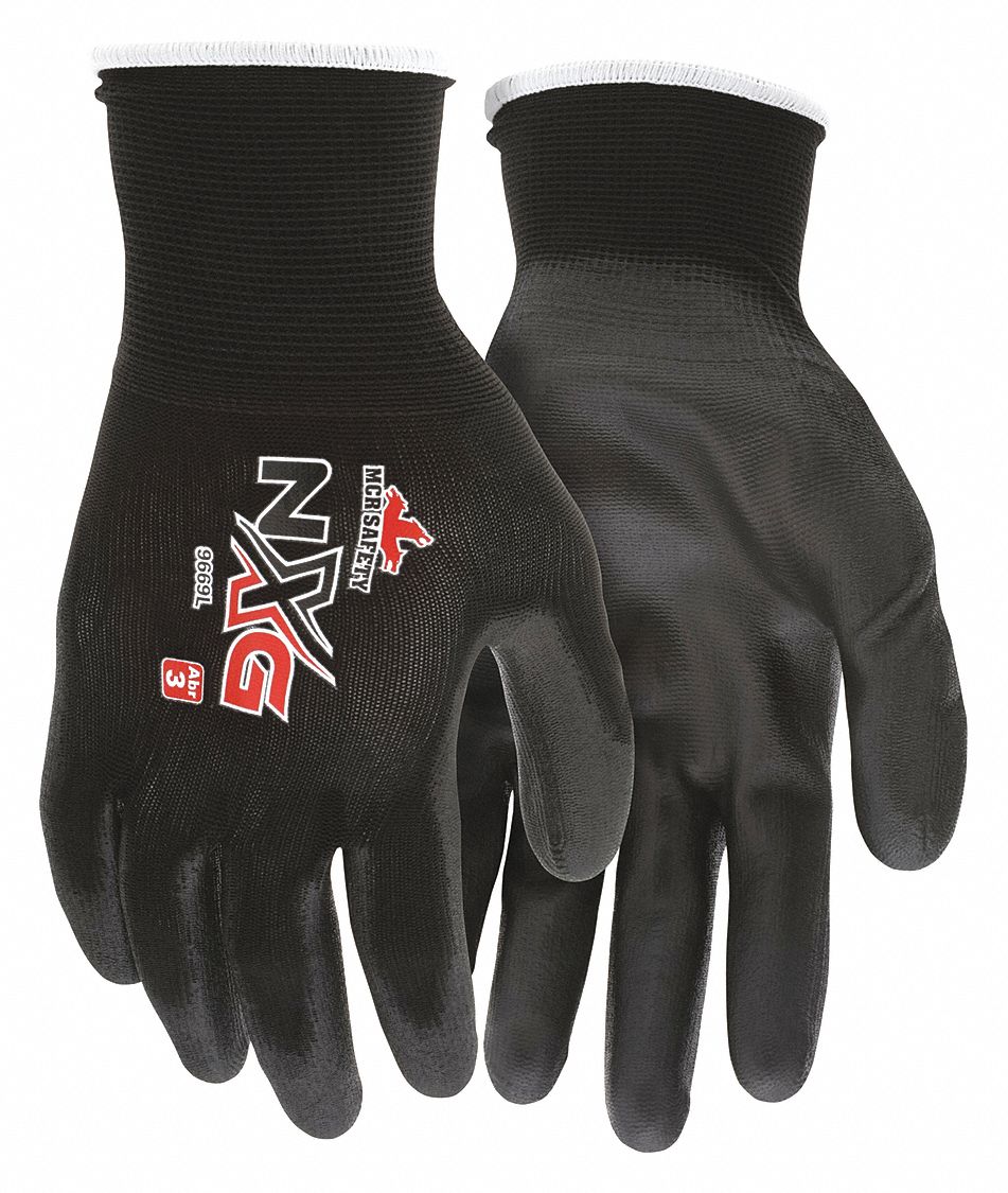 MCR SAFETY Coated Gloves - Palm Dipped, Polyurethane, ANSI Abrasion Level 3