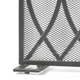 Buncombe Modern Black and Brushed Silver Single Panel Iron Fire Screen - Super Arbor