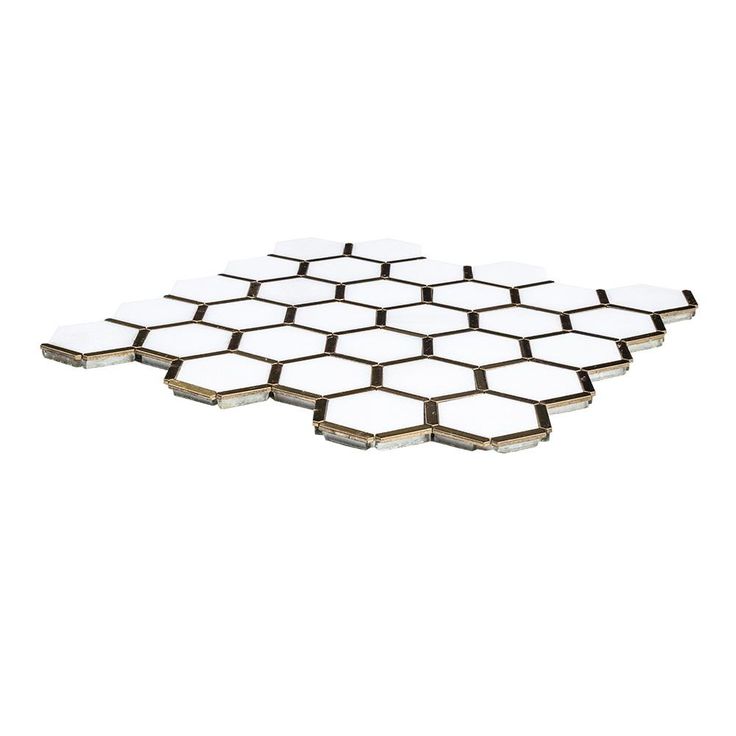 Jeffrey Court Karats White 10.625 in. x 11.125 in. x 8 mm Hexagon Natural Stone/Metal Wall and Floor Mosaic Tile