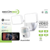 SECUR360 Wi-Fi Connected White Wired Twin Head Voice Activated Motion Activated Outdoor LED Security Flood Light 2000 Lumens