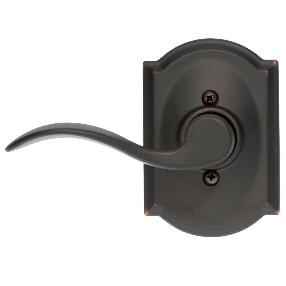 Accent Aged Bronze Left Handed Dummy Door Lever with Camelot Trim - Super Arbor