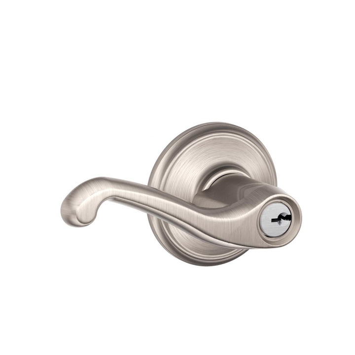Schlage Flair Satin Nickel Keyed Entry Lever, ANSI Grade 2, Fits 1-3/8" to 1-3/4" Doors