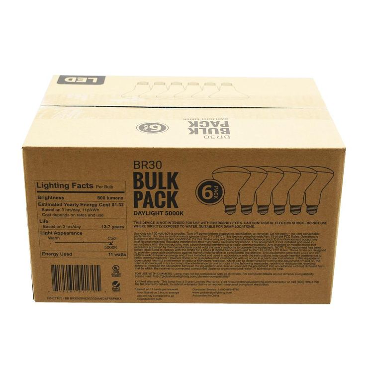 65-Watt Equivalent BR30 Dimmable LED Light Bulb Daylight (6-Pack)