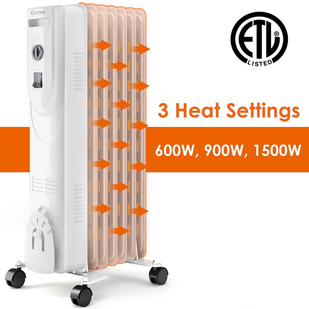 1500-Watt LCD 7-Fin Timer Electric Oil Filled Radiator Heater with Remote Control - Super Arbor
