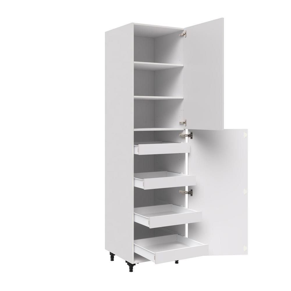 Shaker Assembled 24 in. x 94.5 in. x 24 in. Pantry Cabinet with Four Inner Drawers in Vanilla White - Super Arbor
