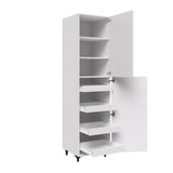 Shaker Assembled 24 in. x 94.5 in. x 24 in. Pantry Cabinet with Four Inner Drawers in Vanilla White - Super Arbor