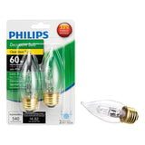 Philips 40-Watt Equivalent BA11 Halogen Bent Tip Candle Light Bulb (2-Pack)