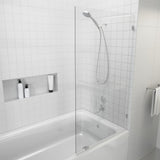 34 in. x 58 in. Frameless Fixed Panel Bathtub Door in Matte Black without Handle - Super Arbor