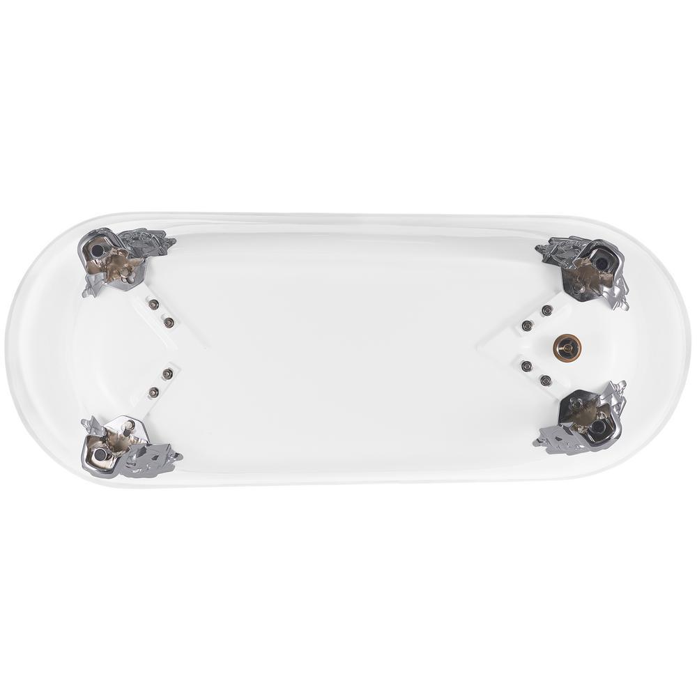 Clawfoot Bathtub - 69 in. Glossy White Acrylic Bathtub - Modern Flat Bottom Stand Alone Tub - Luxurious SPA Tub - Super Arbor