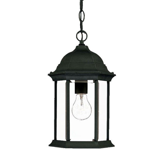 Madison Collection 1-Light Black Coral Outdoor Hanging Lantern