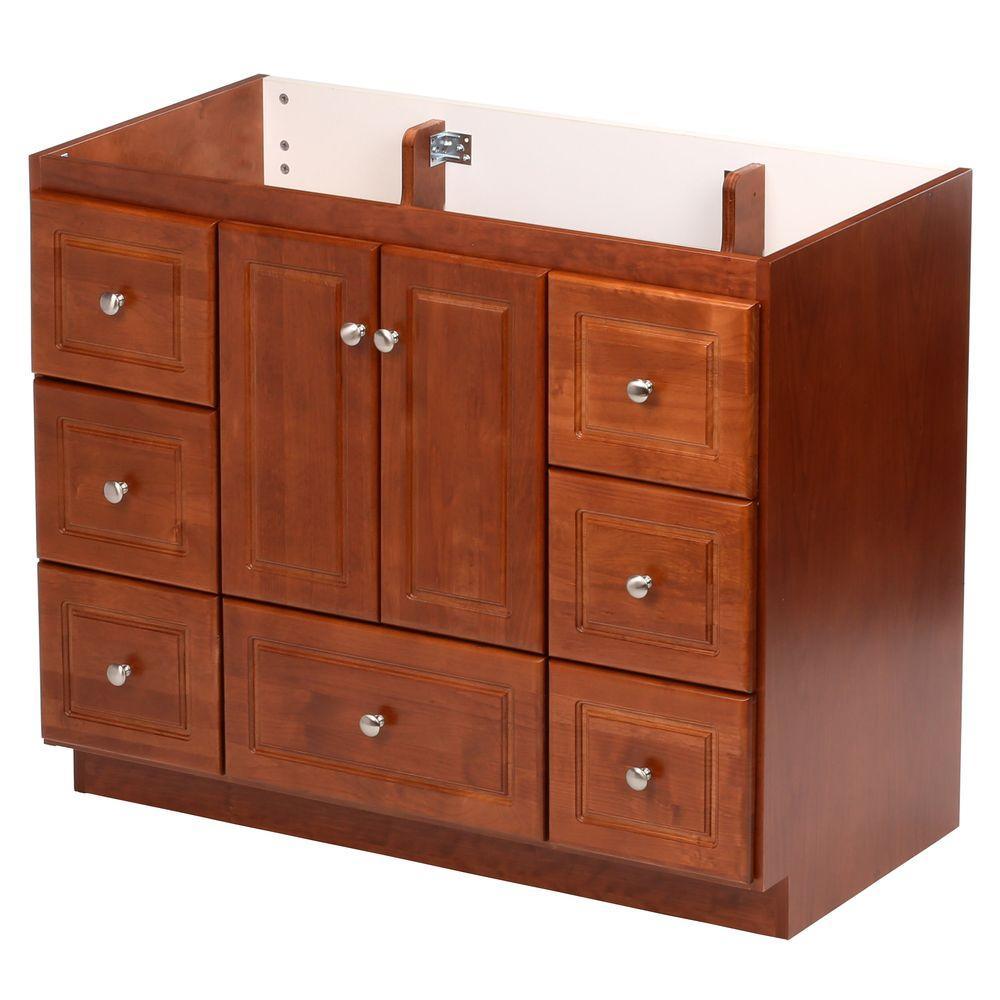 Ultraline 42 in. W x 21 in. D x 34.5 in. H Vanity Cabinet Only in Medium Alder - Super Arbor