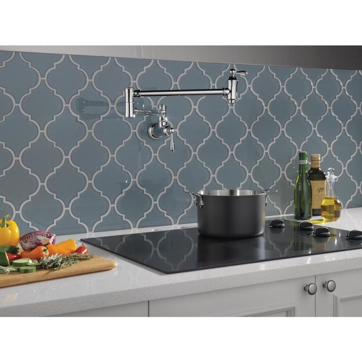 Delta Chrome 2-Handle Wall-Mount Pot Filler Handle Kitchen Faucet (Deck Plate Included)