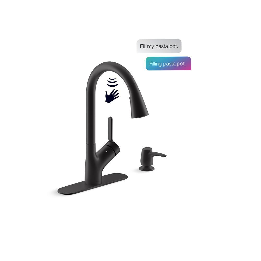 Setra Single-Handle Touchless Pull-Down Sprayer Kitchen Faucet in Matte Black - Super Arbor