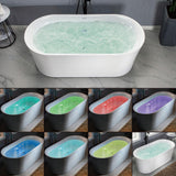 Tion 59 in. Acrylic Freestanding Double Ended Air Bath Bathtub with Drain and Overflow Included in White - Super Arbor