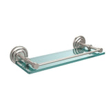 Que New 16 in. L x 3 in. H x 5 in. W Clear Glass Bathroom Shelf with Gallery Rail in Polished Chrome - Super Arbor