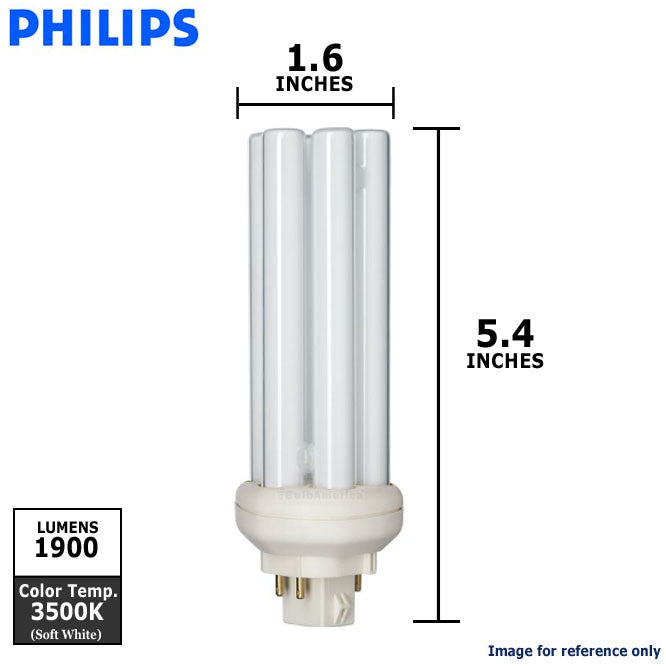 Philips 27-Watt GX24q-3 PL-T 4-Pin Energy Saver CFL Light Bulb, Neutral 3500K