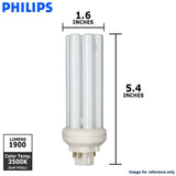 Philips 27-Watt GX24q-3 PL-T 4-Pin Energy Saver CFL Light Bulb, Neutral 3500K