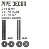 1/2 in. Black Pipe 12 in. L Wall Mounted Shelf Bracket Kit (4-Pack)