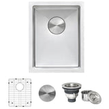 Undermount Stainless Steel 14 in. Bar Prep Single Bowl Kitchen Sink 16-Gauge