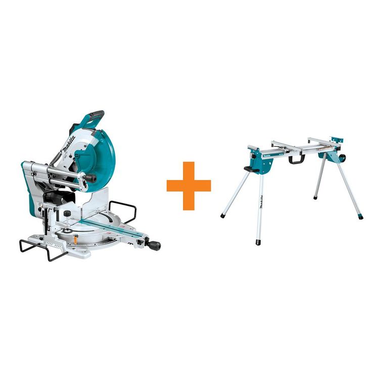 12 in. Dual-Bevel Sliding Compound Miter Saw with Laser with bonus Compact Folding Miter Saw Stand