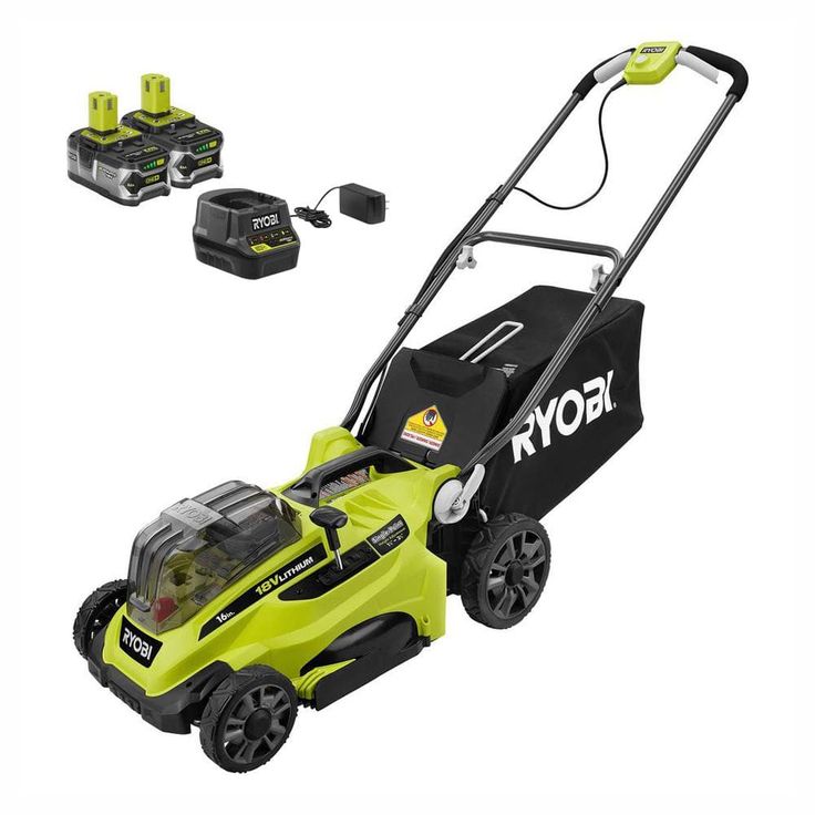 RYOBI 16 in. ONE+ 18-Volt Lithium-Ion Cordless Battery Walk Behind Push Lawn Mower Two 4.0Ah Batteries/Charger Included