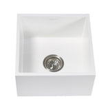Undermount Solid Surface White Stone Square 15 in. Single Basin Bar/Prep Sink in Matte White
