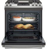 GE 5.3 cu. ft. Slide-In Gas Range with Steam-Cleaning Oven in Stainless Steel