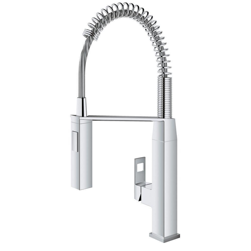Eurocube Single-Handle Pull-Down Sprayer Kitchen Faucet in StarLight Chrome - Super Arbor