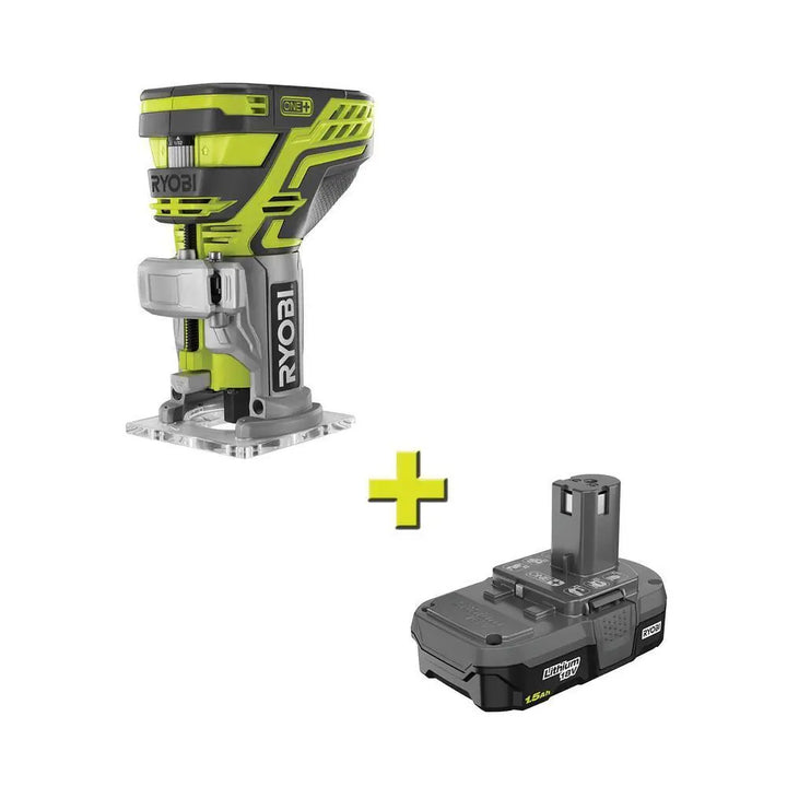 RYOBI 18-Volt ONE+ Cordless Fixed Base Trim Router with 1.5 Ah Compact Lithium-Ion Battery