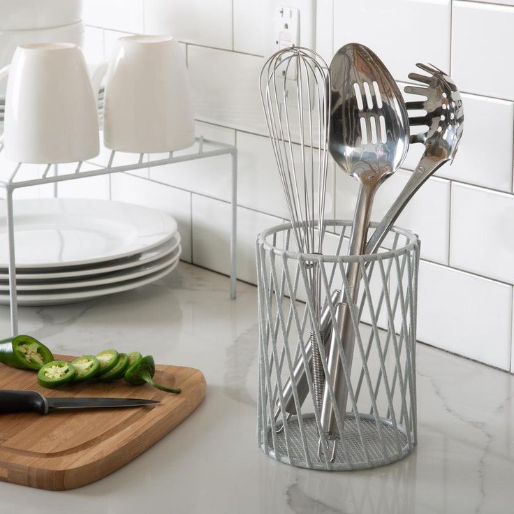 Speckled Cutlery Basket in White