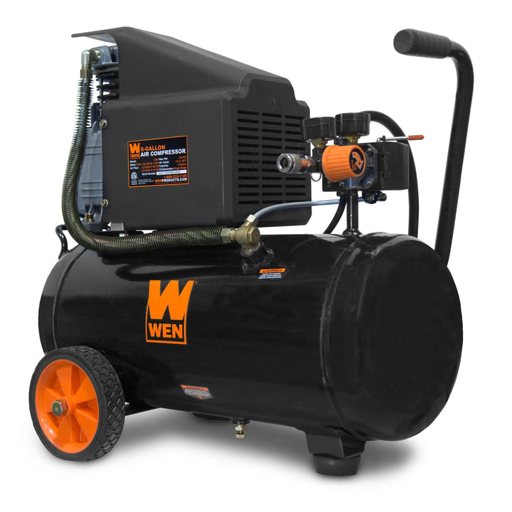 WEN 6 Gal. Oil-Lubricated Portable Horizontal Air Compressor, 125 PSI, Model 2287