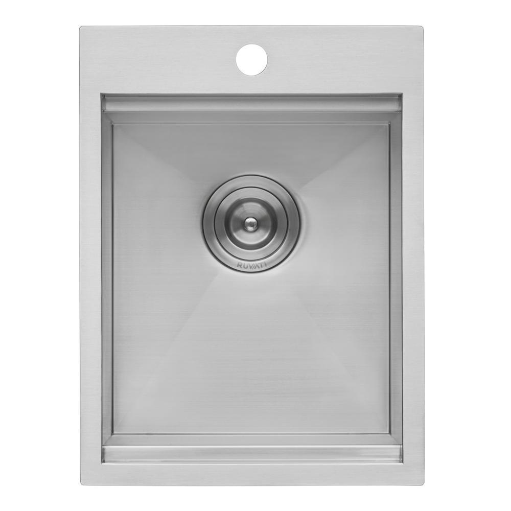 Workstation Drop-in Stainless Steel 15 in. x 20 in. Topmount Bar Prep RV Kitchen Sink 16-Gauge Single Bowl - Super Arbor