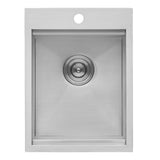 Workstation Drop-in Stainless Steel 15 in. x 20 in. Topmount Bar Prep RV Kitchen Sink 16-Gauge Single Bowl - Super Arbor