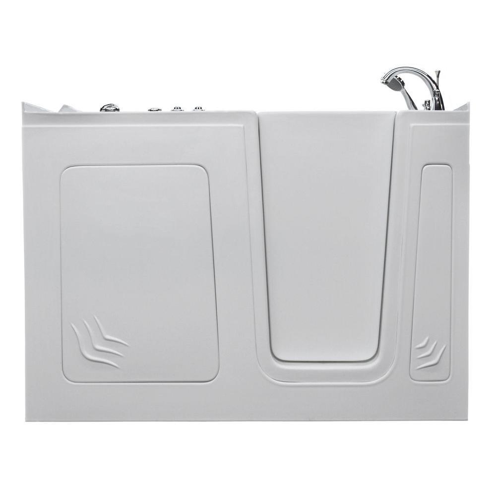 Rampart 5 ft. Walk-in Whirlpool Bathtub with 4 in. Tile Easy Up Adhesive Wall Surround in White - Super Arbor