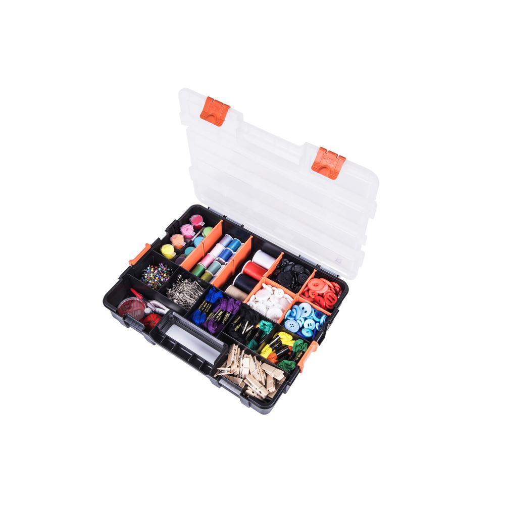 15-Compartment Interlocking Small Parts Organizer in Black (2-Pack) - Super Arbor